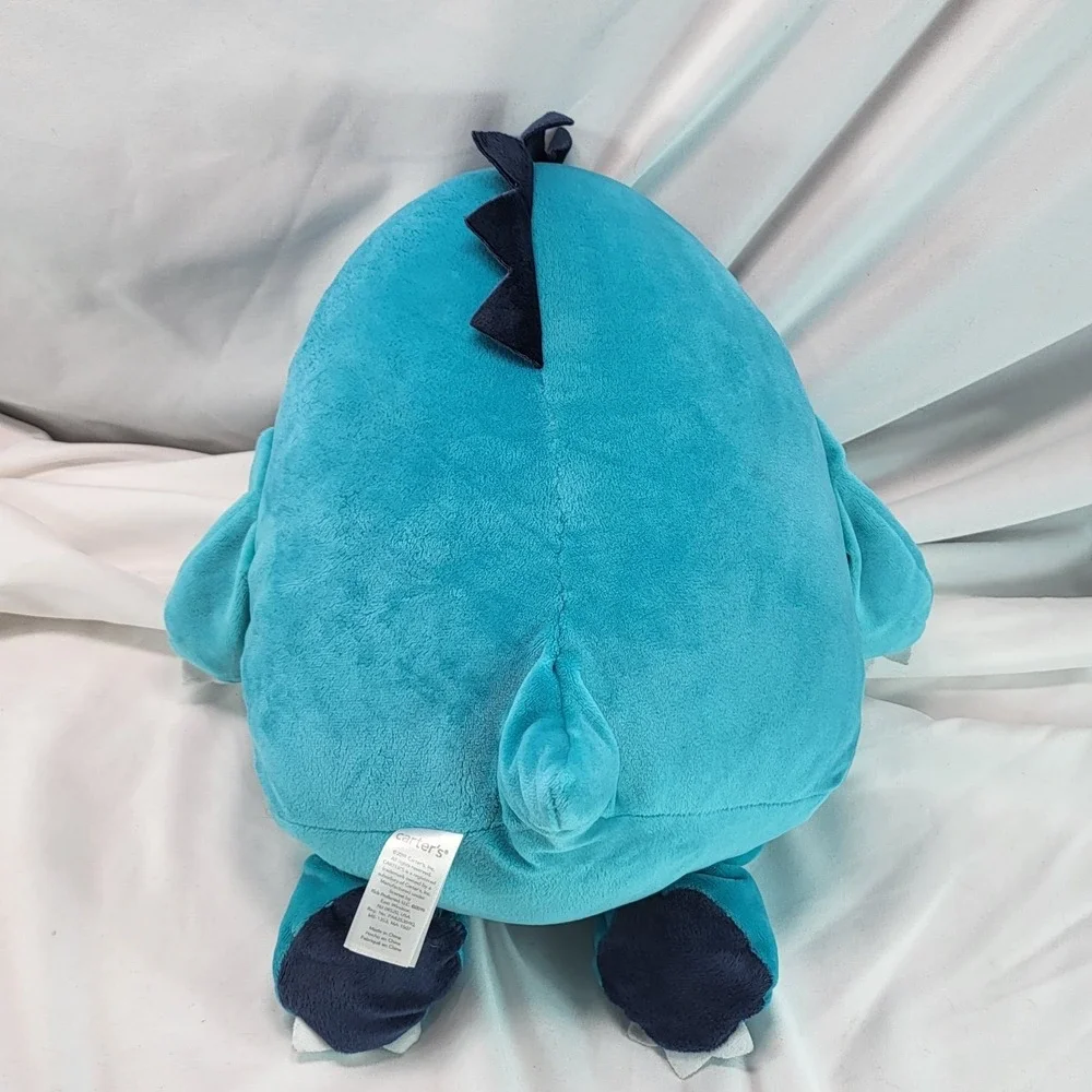 2019 Carter's Dinosaur‎ Aqua Blue Toothy Stuffed Plush Animal Squish Lovey 12in